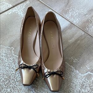 Casadei Gold Heels with Square Toe